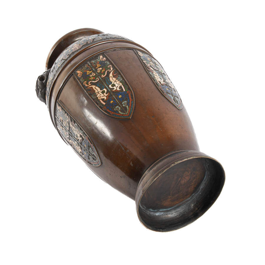 Large Bronze and Champlevé Floor Vase-6