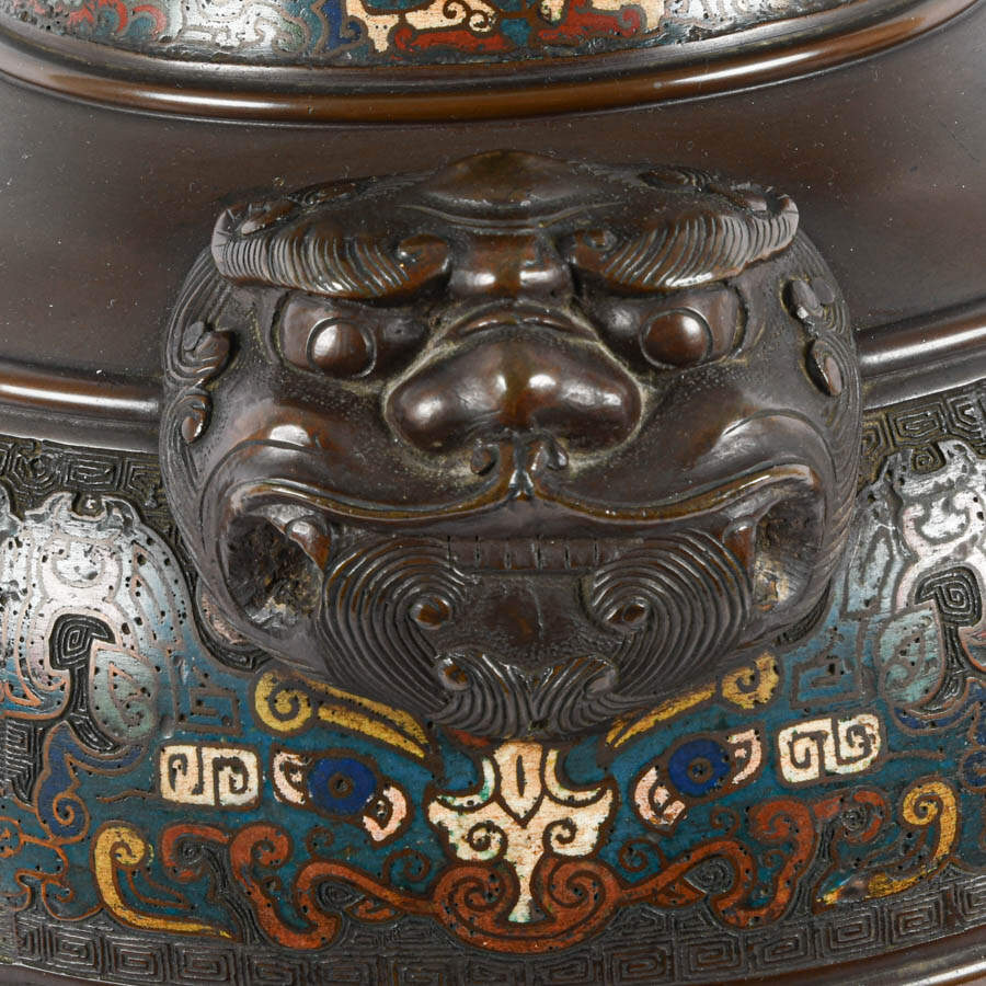 Large Bronze and Champlevé Floor Vase-5