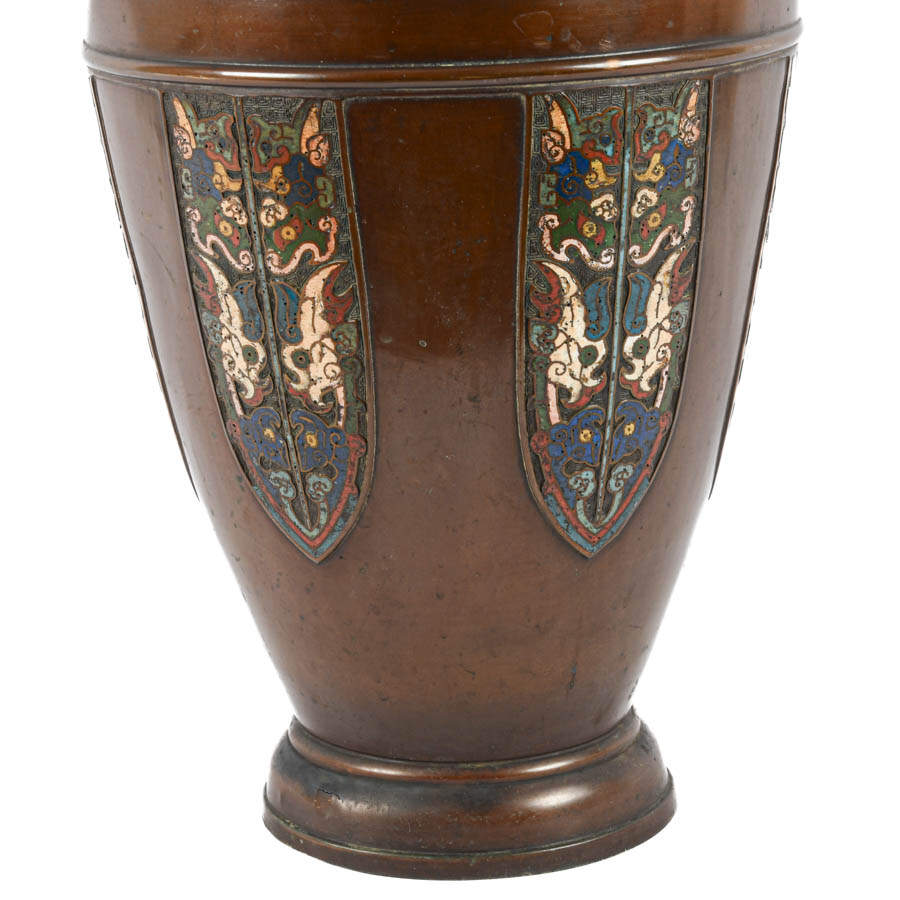 Large Bronze and Champlevé Floor Vase-3