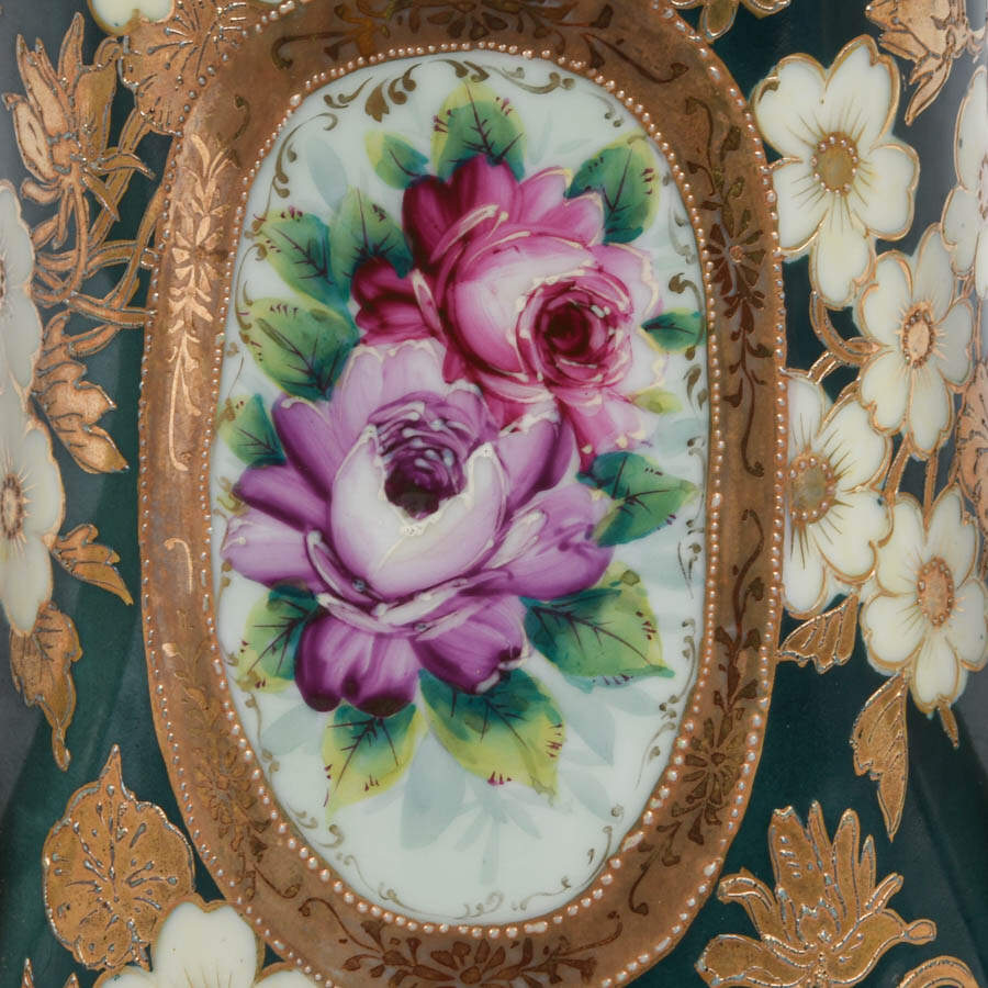 Oversized Victorian Hand-Painted Floral Loving Cup-4