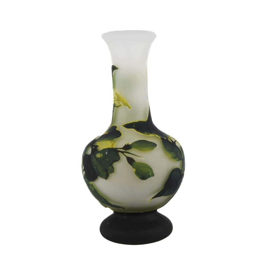 Acid Etched French Cameo Art Glass Vase Attributed Émile Gallé-3