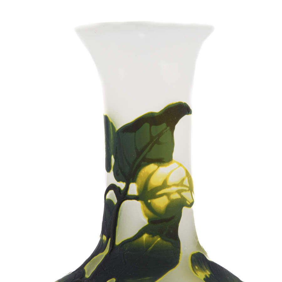 Acid Etched French Cameo Art Glass Vase Attributed Émile Gallé-2