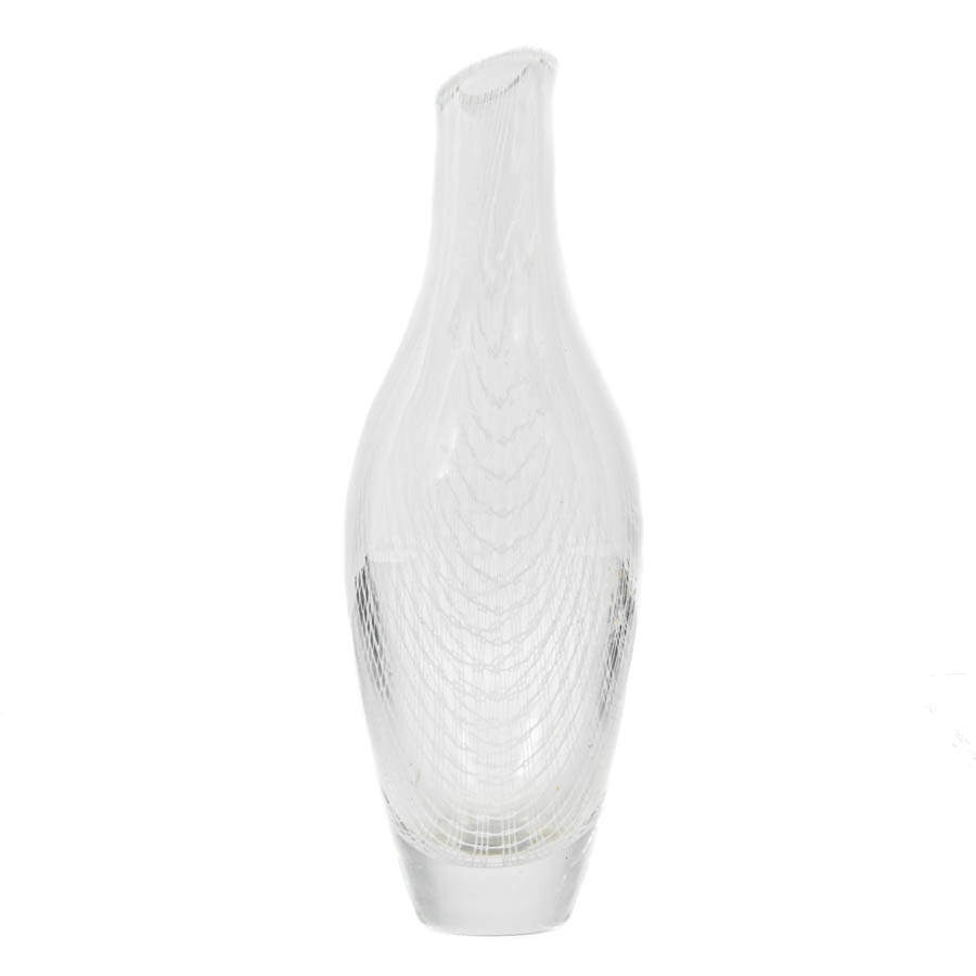 Mid-Century Modern Harrachov Latticino Glass Vase-2