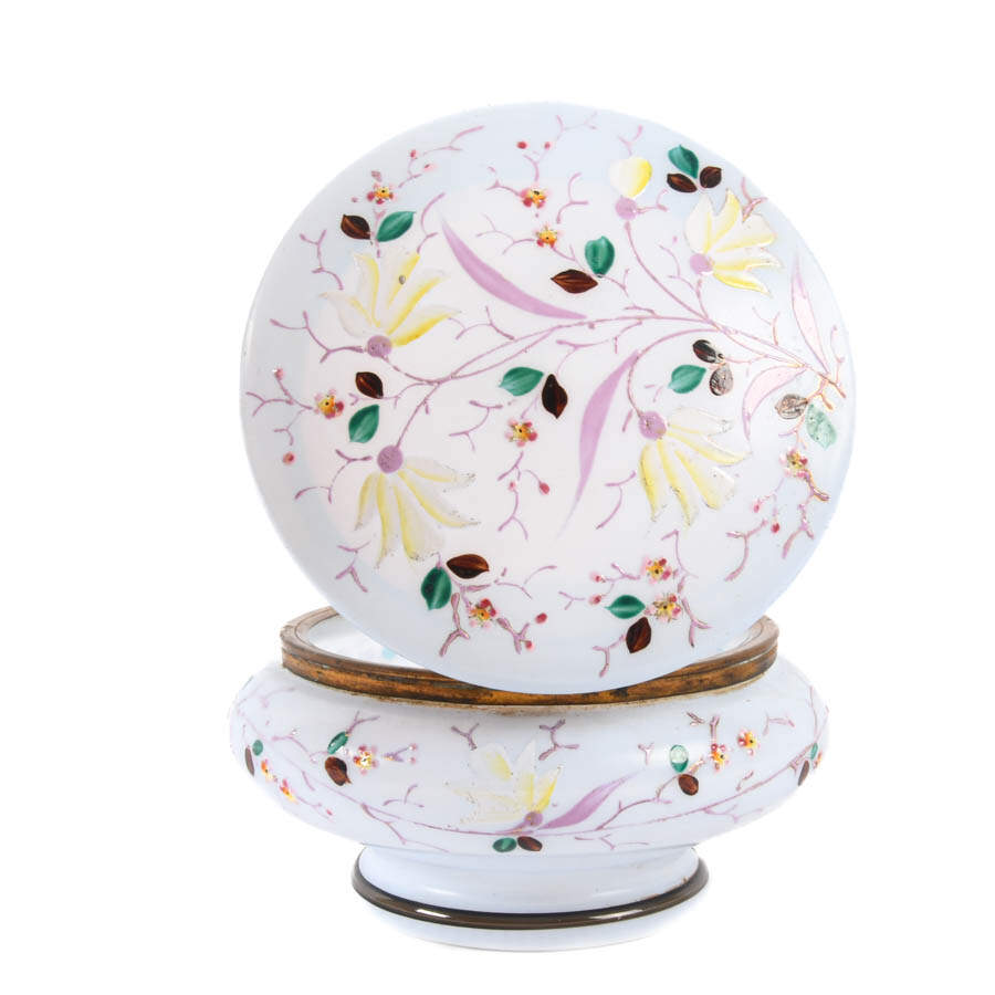 Art Nouveau Enamel Painted Cased Glass Dresser Jar-4