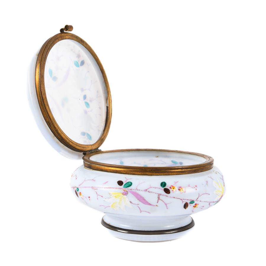 Art Nouveau Enamel Painted Cased Glass Dresser Jar-2