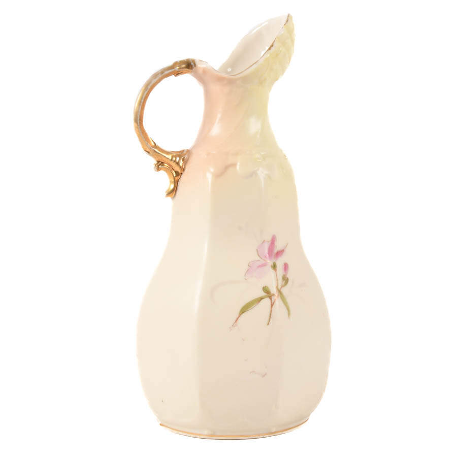 Floral Hand-Painted Porcelain Ewer with Shell Motif-4