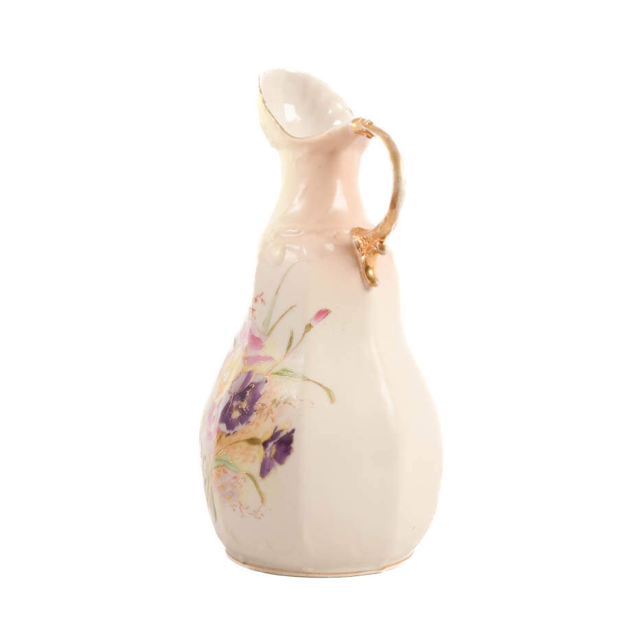 Floral Hand-Painted Porcelain Ewer with Shell Motif-2