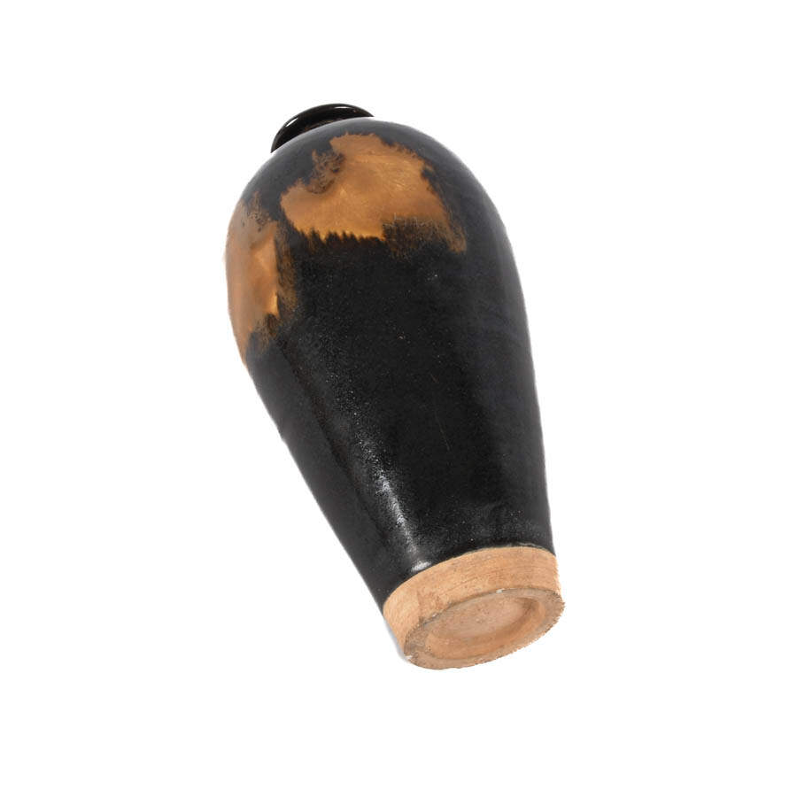 Dark Brown and Tan Studio Pottery Vase-4