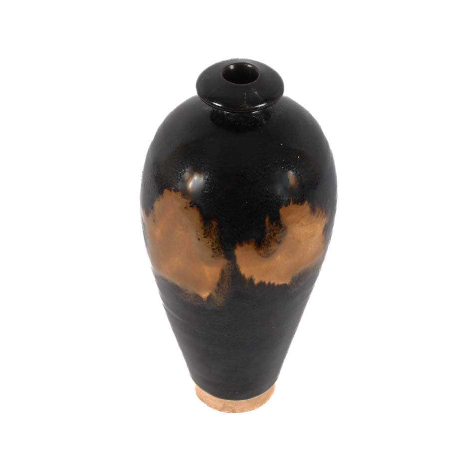 Dark Brown and Tan Studio Pottery Vase-3