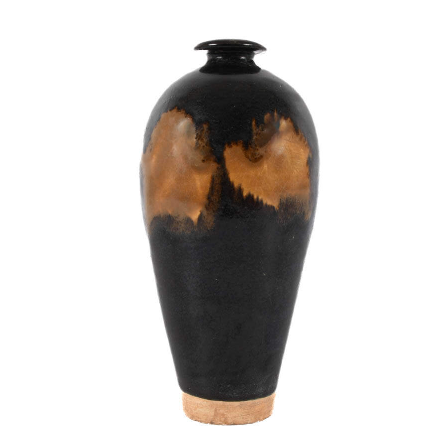 Dark Brown and Tan Studio Pottery Vase-1