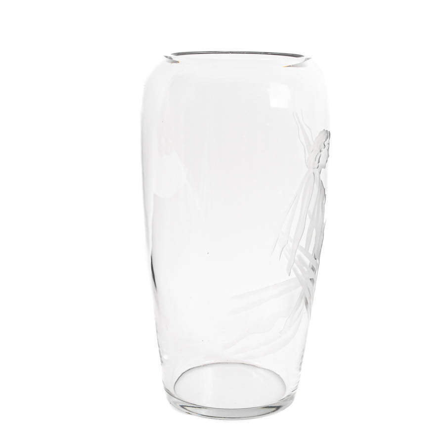 Etched Glass Art Deco Vase with Partial Nude Woman-3