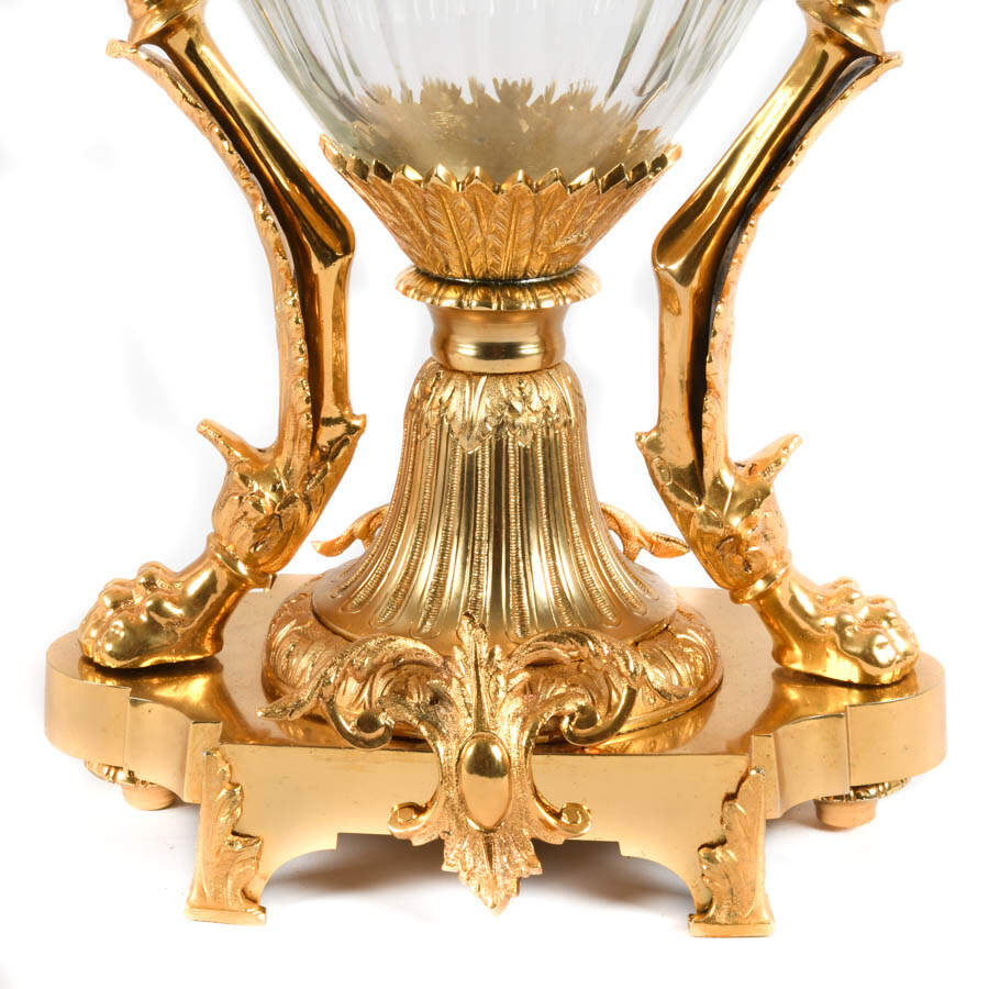Matched Pair of Baccarat Gilt Bronze and Figural Urns-5