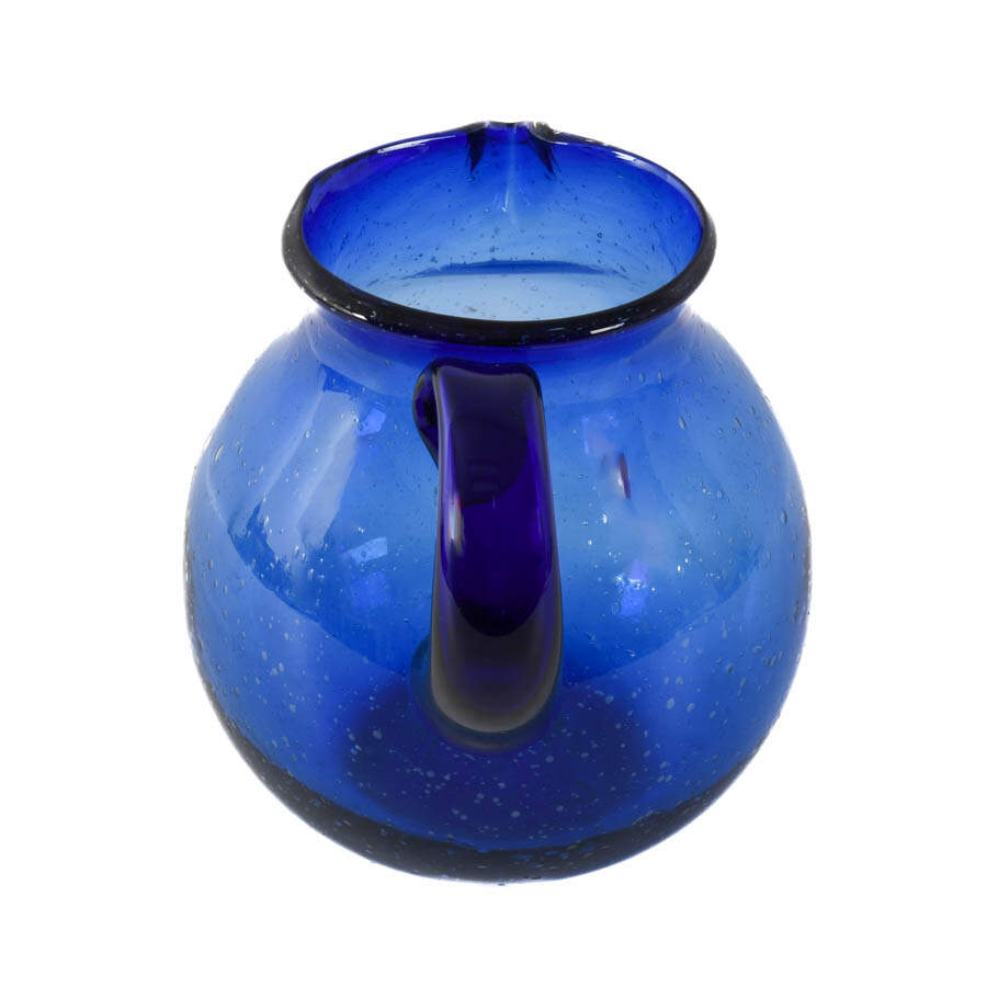 Hand-Blown Cobalt Art Glass Ball Pitcher-3