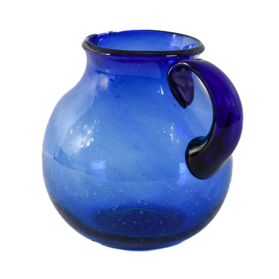 Hand-Blown Cobalt Art Glass Ball Pitcher-2