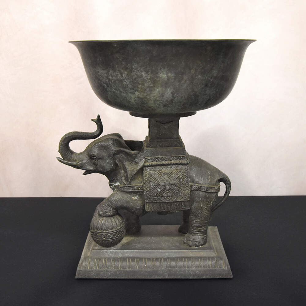 Mid-Century Modern Brass Circus Elephant Jardinière-1