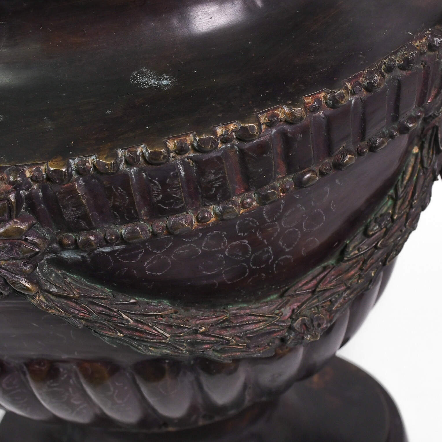 Pair of Bronze Maitland Smith Ram's Head Urns-11