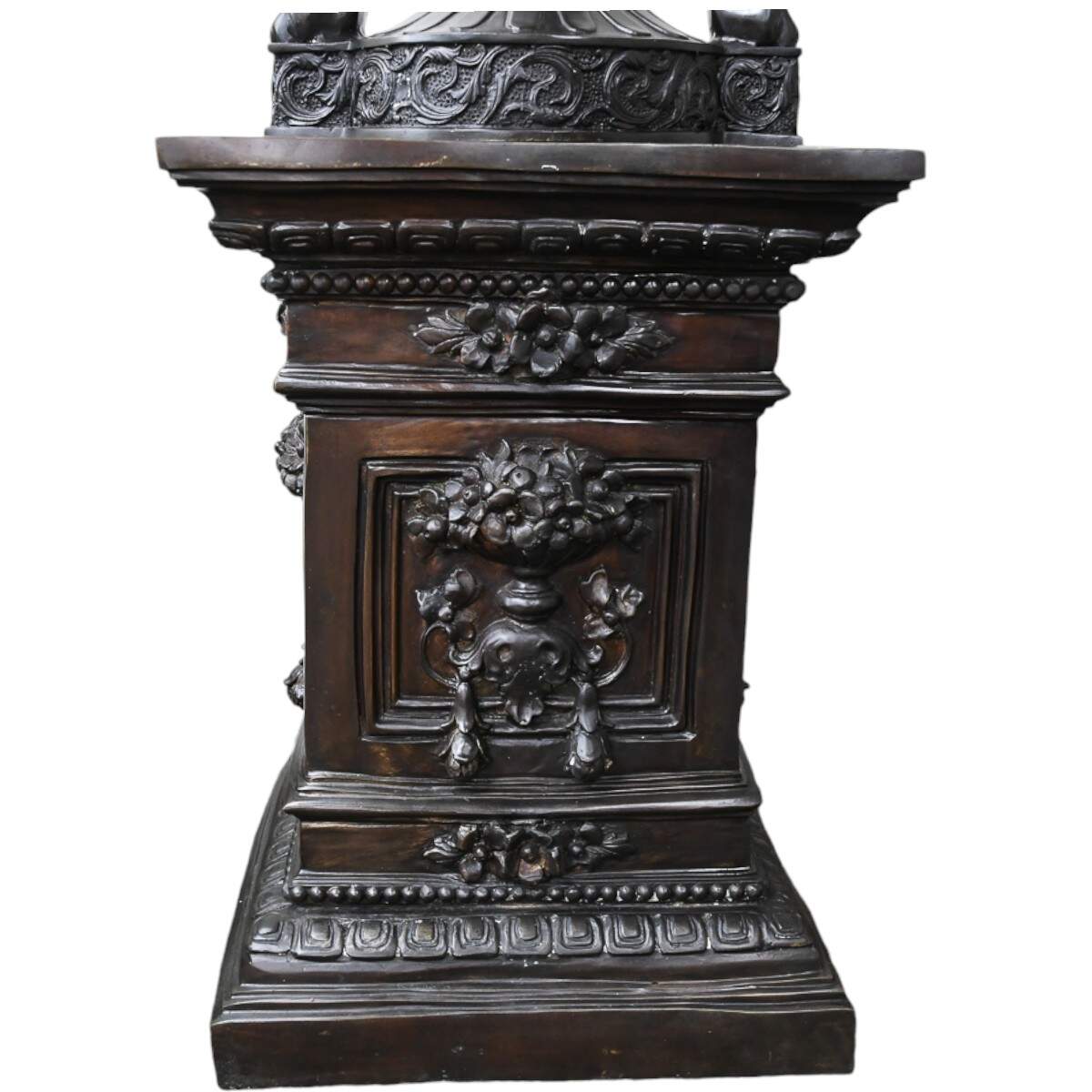 Tall Black Metal Urn with Pedestal-6