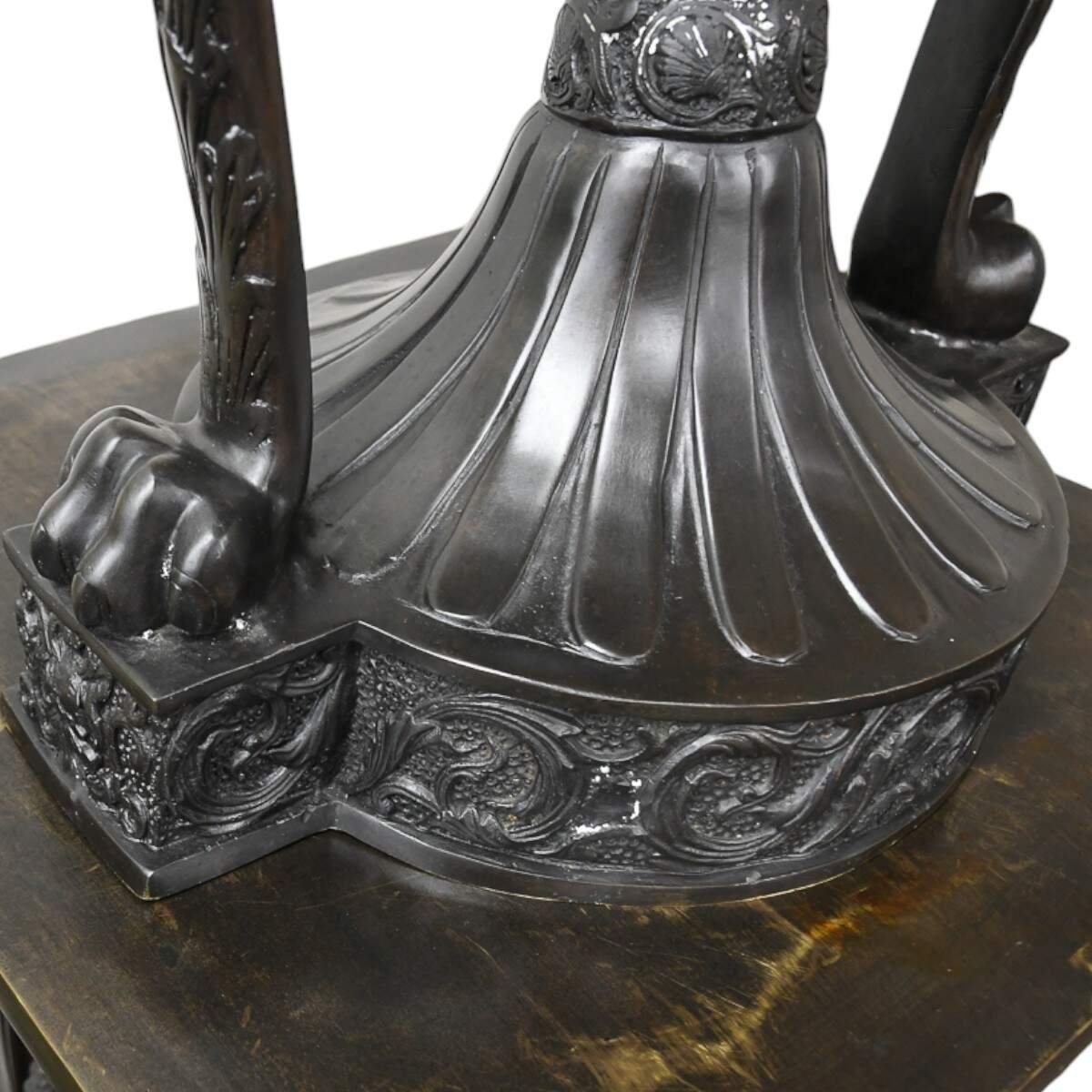 Tall Black Metal Urn with Pedestal-5