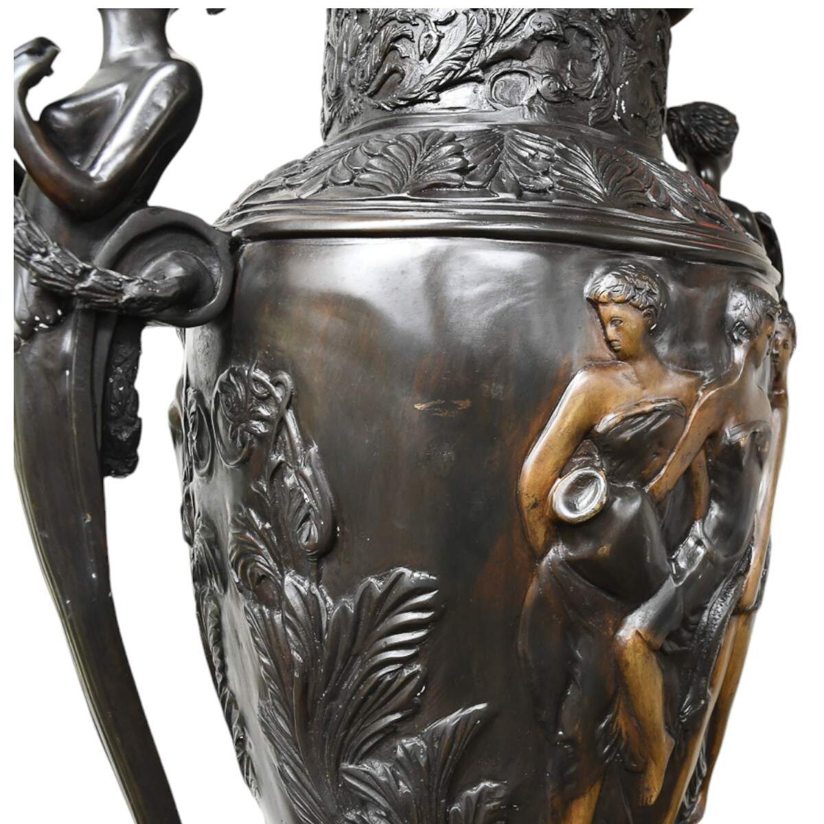 Tall Black Metal Urn with Pedestal-4