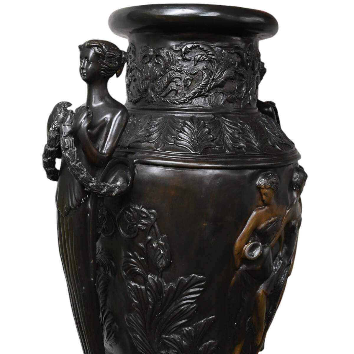 Tall Black Metal Urn with Pedestal-3