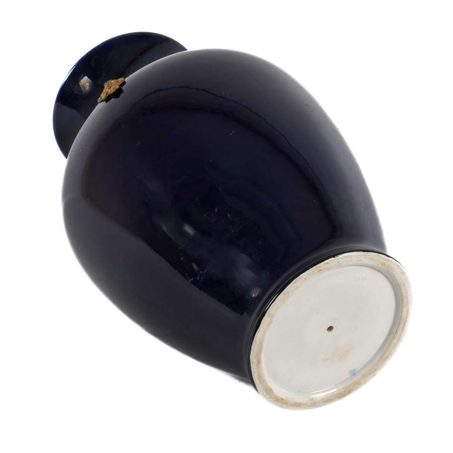 Oversized Cobalt and Gilt Handle Mount Vase-6