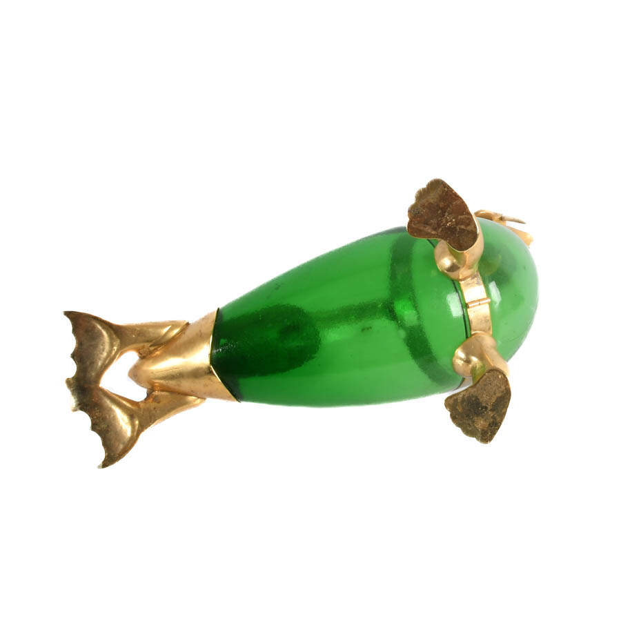 Gilt and Green Glass Novelty Walrus Claret Wine Decanter-8