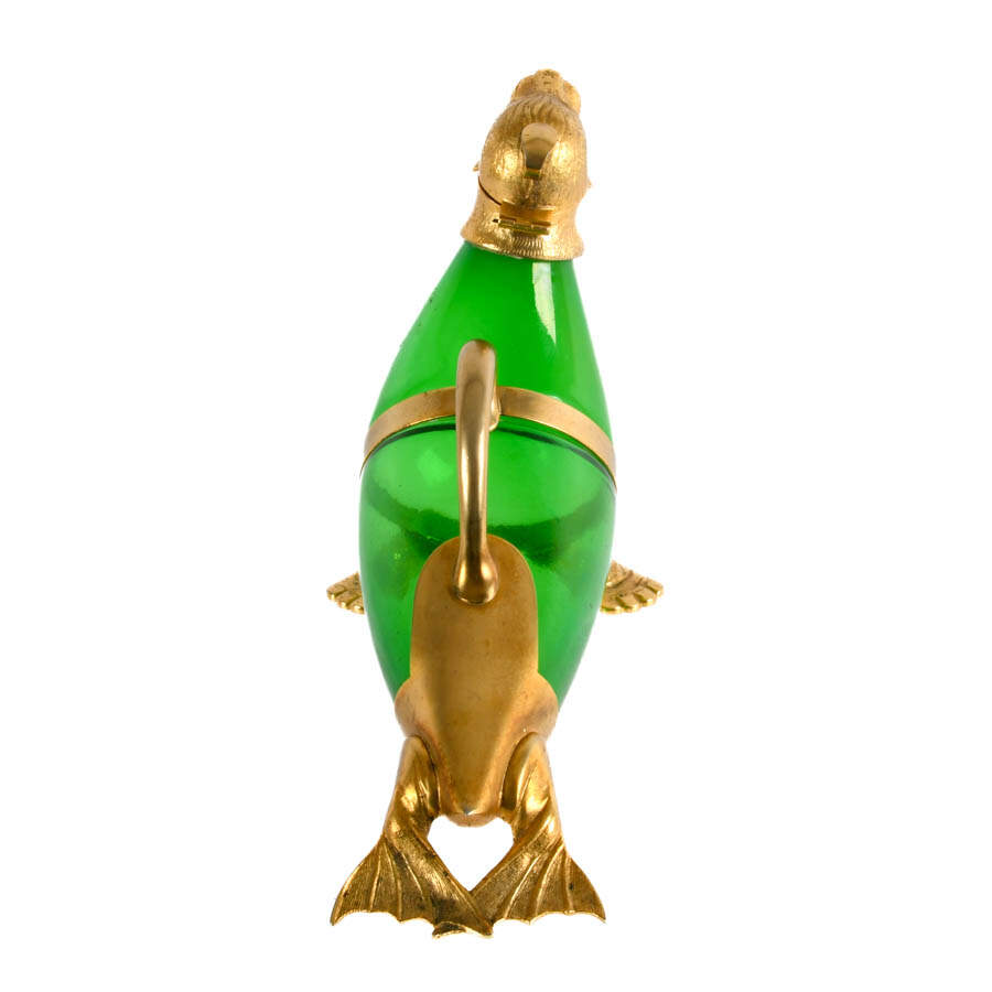 Gilt and Green Glass Novelty Walrus Claret Wine Decanter-7