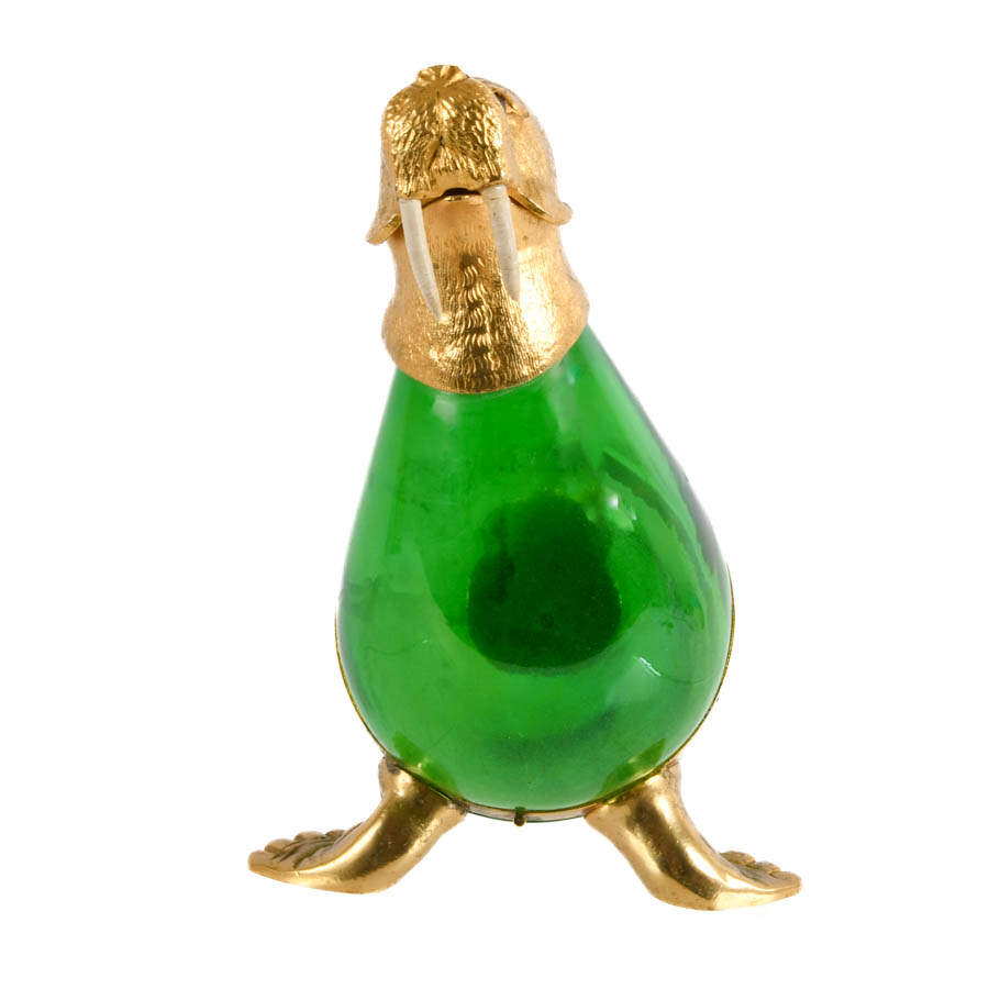 Gilt and Green Glass Novelty Walrus Claret Wine Decanter-4