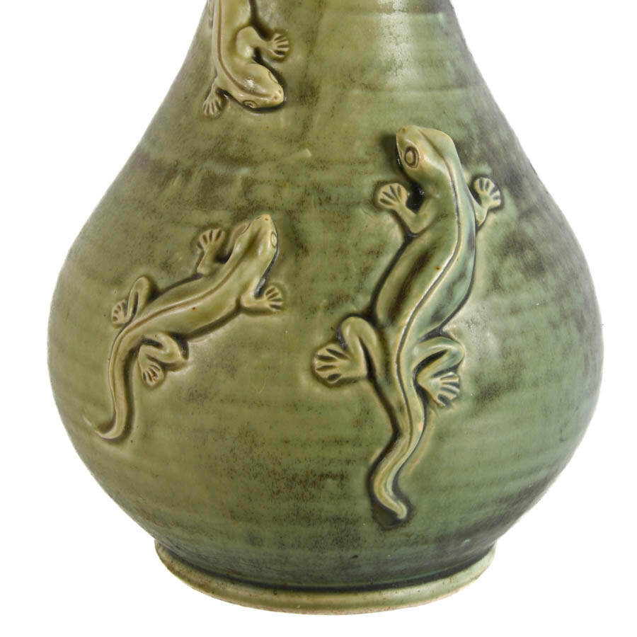 Art Pottery Vase with Raised Salamander Relief-2