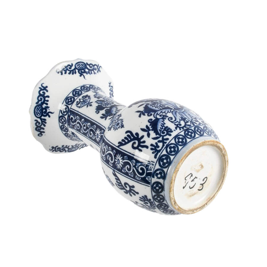 Chinoiserie-Style Blue and White Trumpet Vase-7