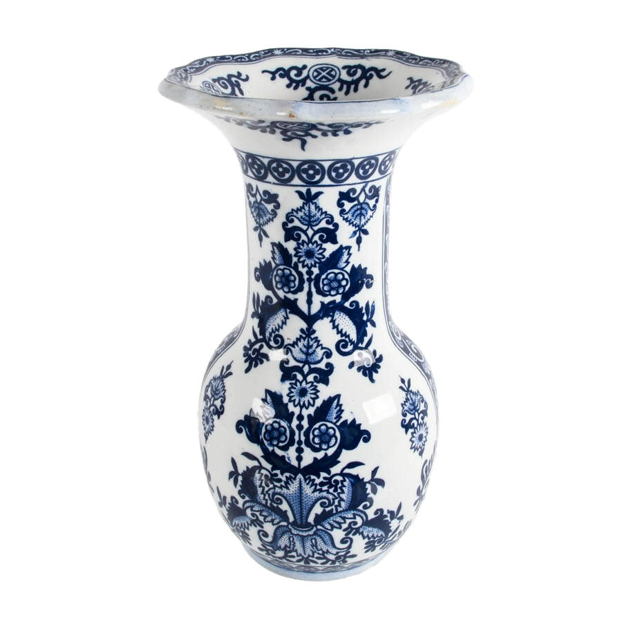 Chinoiserie-Style Blue and White Trumpet Vase-6