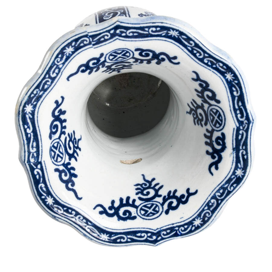 Chinoiserie-Style Blue and White Trumpet Vase-5