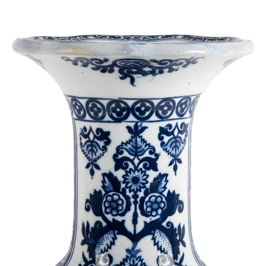 Chinoiserie-Style Blue and White Trumpet Vase-2