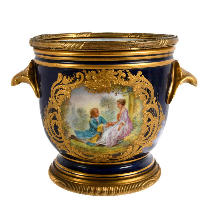 Antique Sèvres Hand-Painted Cache Pot-3