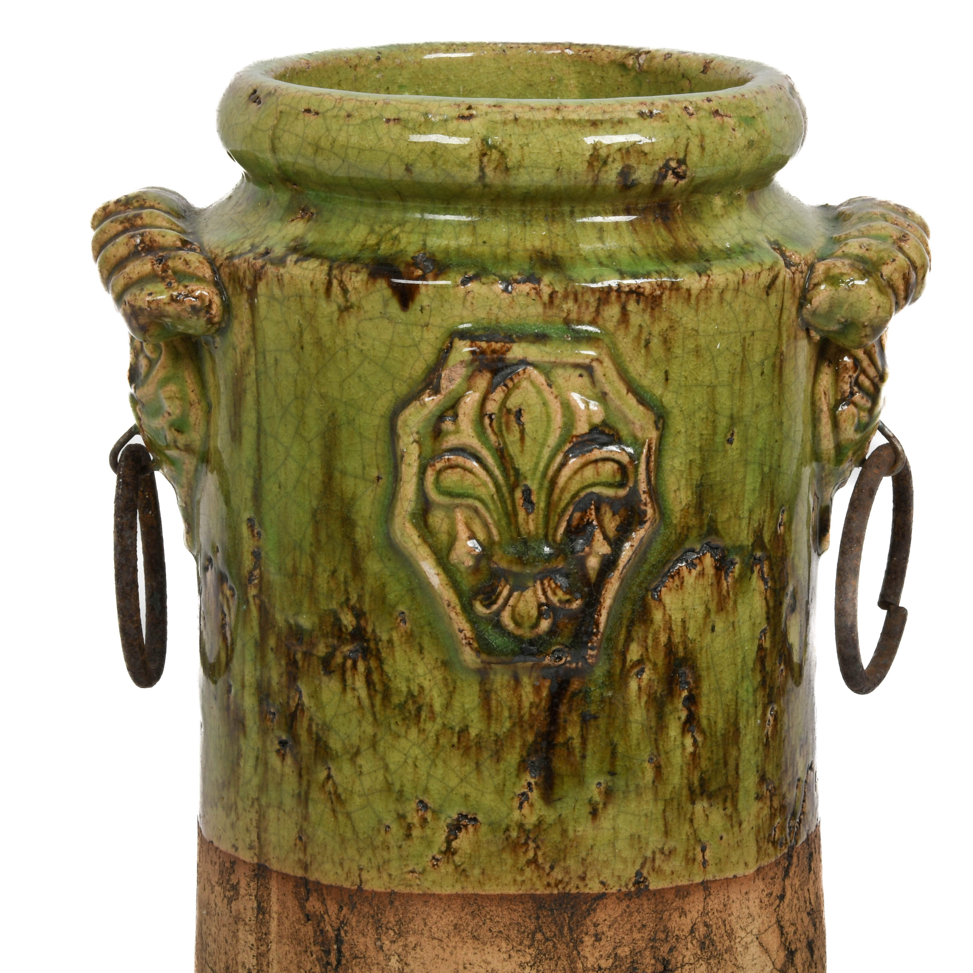 Majolica Double Handle Drip Vase-2