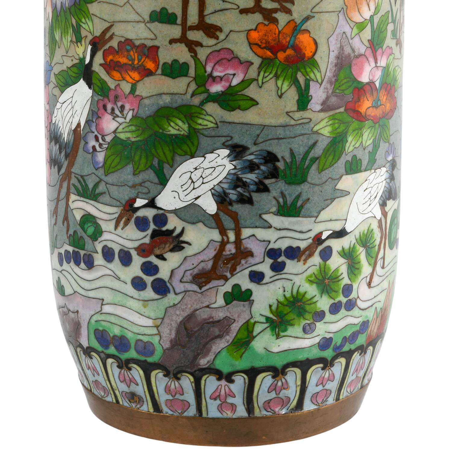 Mid-Century Chinese Landscape Cloisonné Vase-3