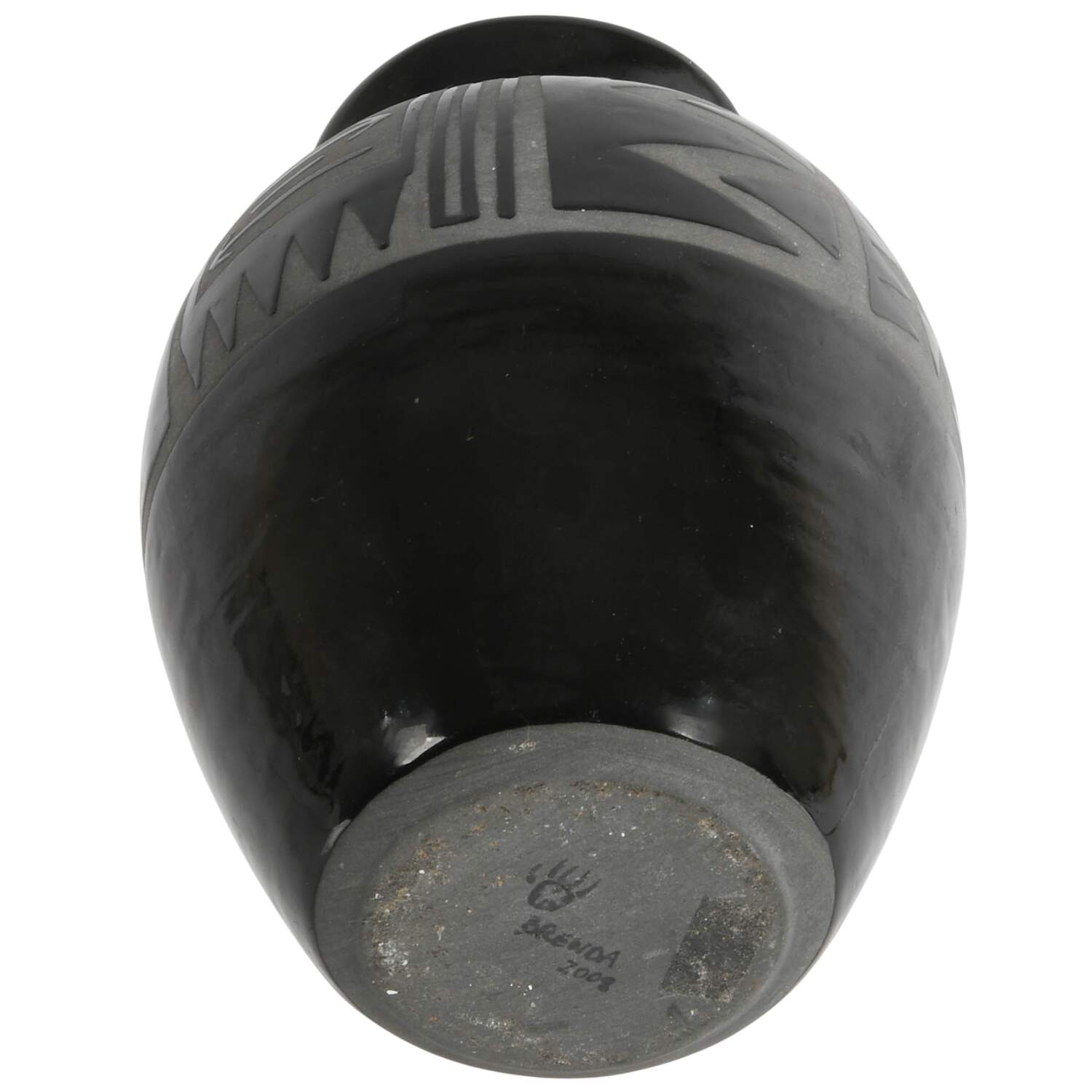 Signed Santa Clara Blackware Vase-7