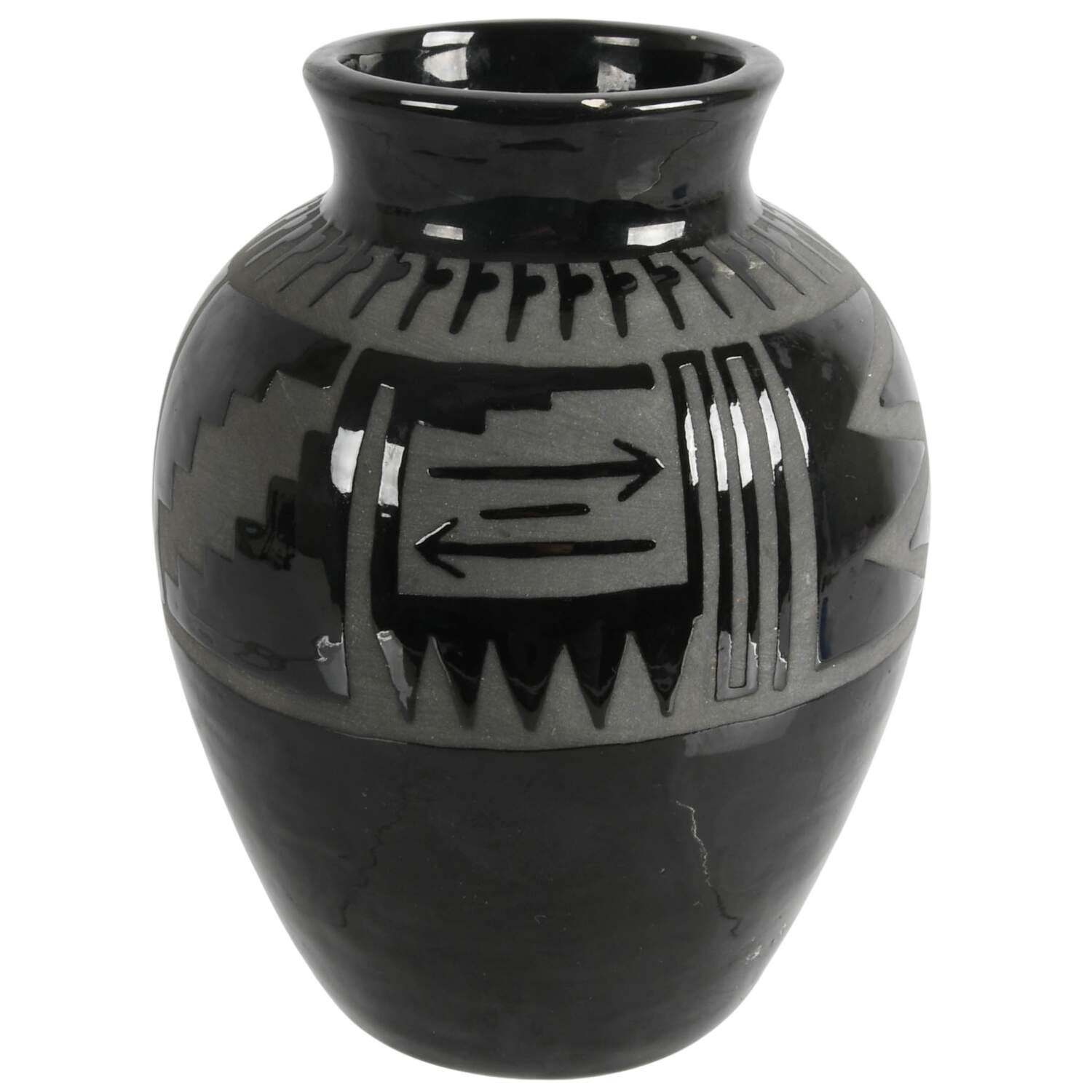 Signed Santa Clara Blackware Vase-5
