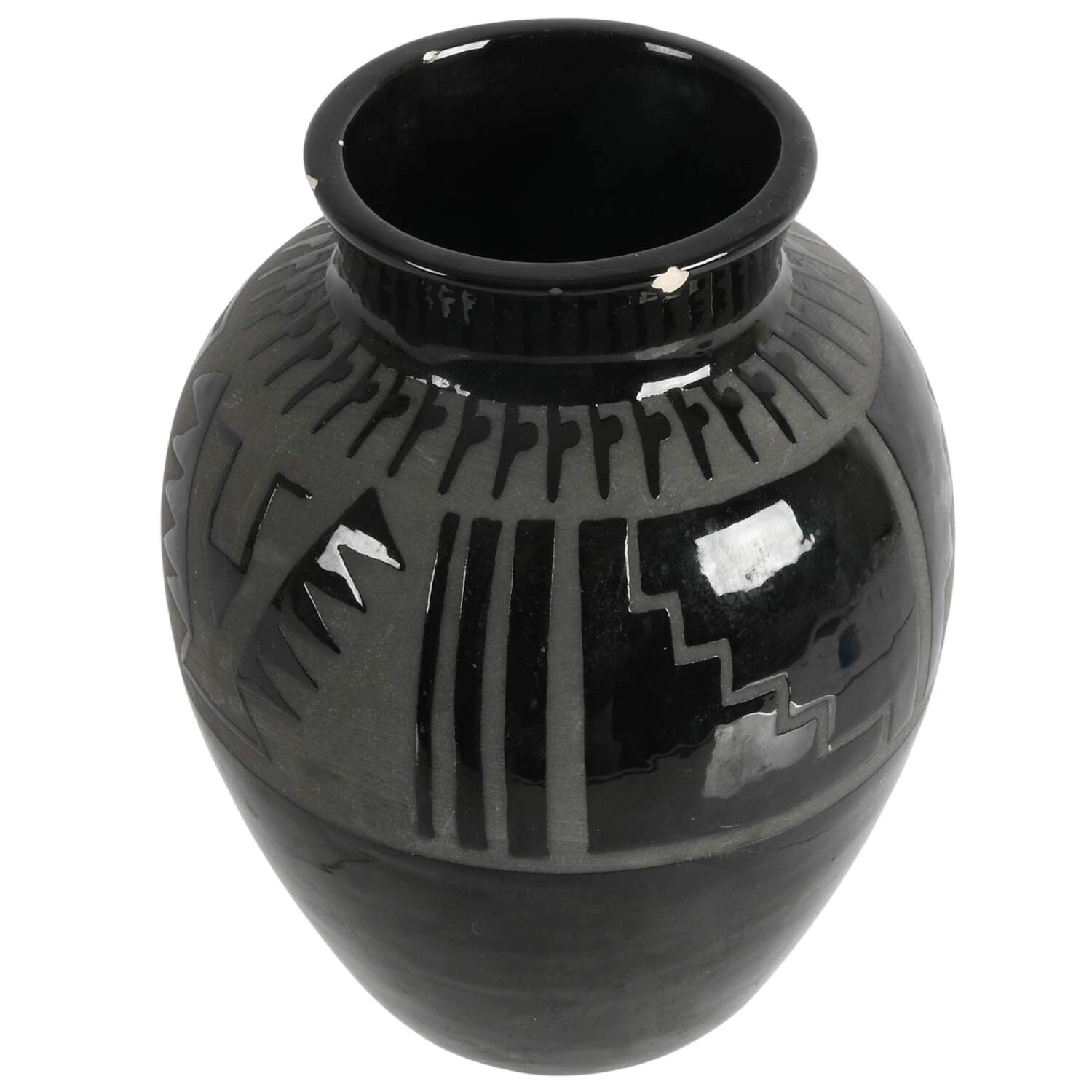 Signed Santa Clara Blackware Vase-3