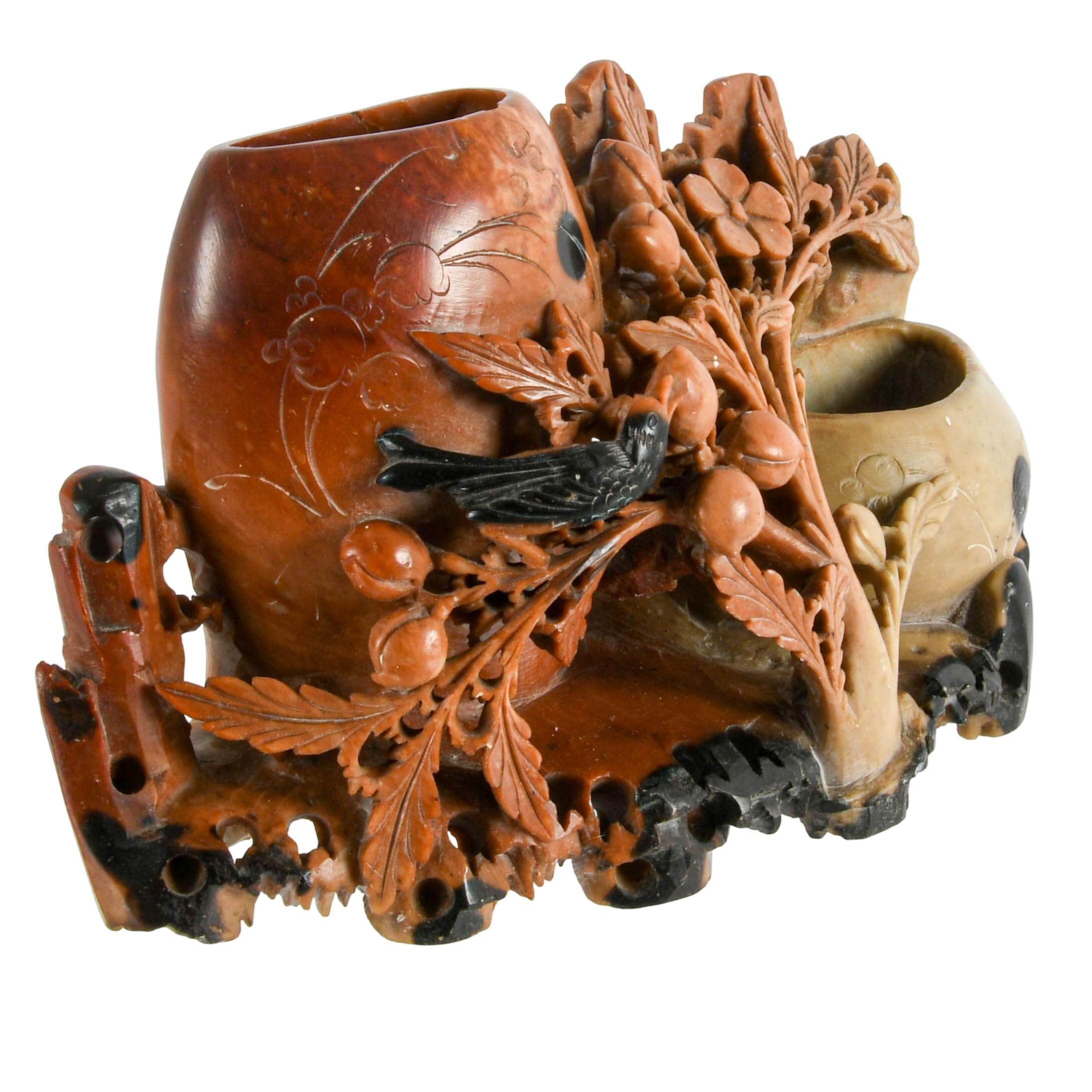 Chinese Carved Soapstone Brush Pot-6