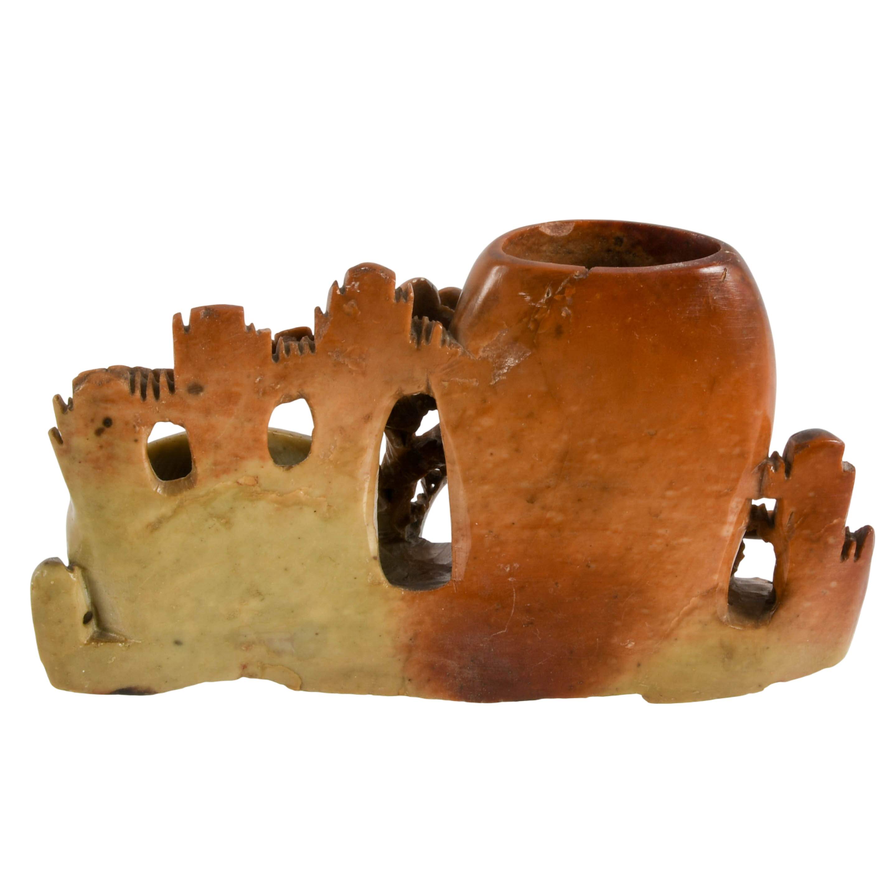 Chinese Carved Soapstone Brush Pot-5