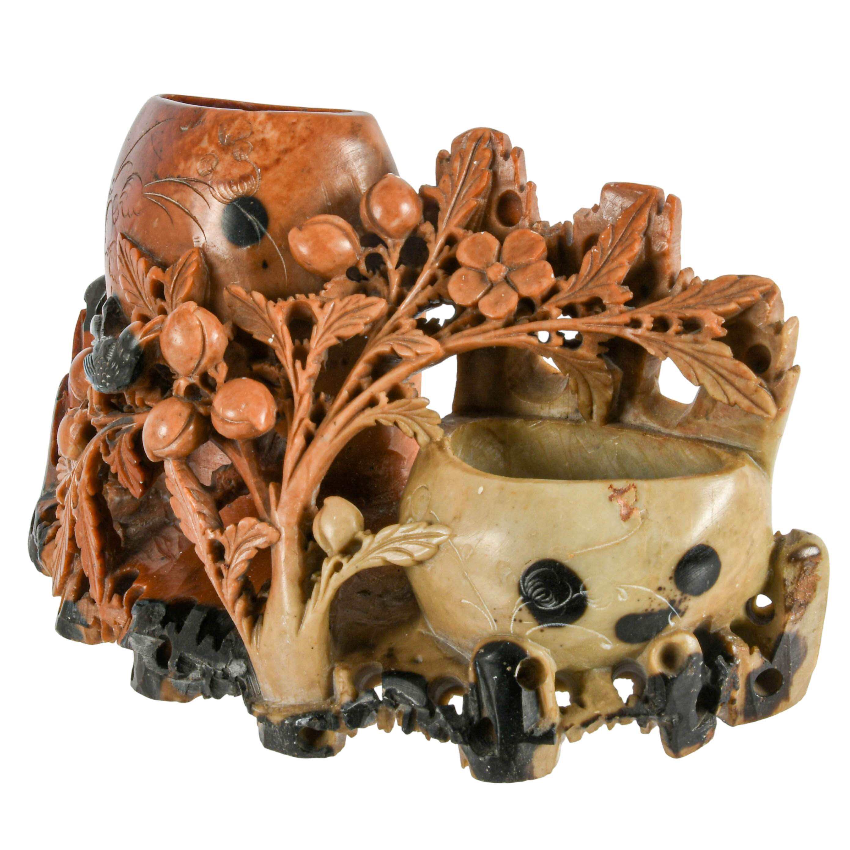 Chinese Carved Soapstone Brush Pot-4
