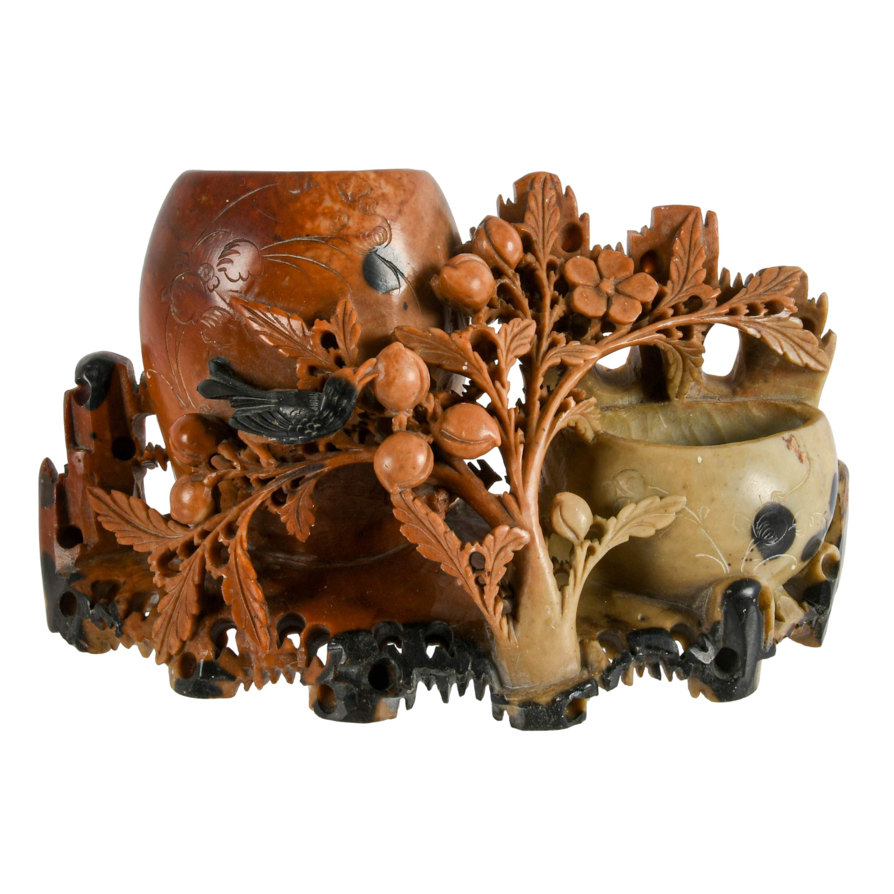 Chinese Carved Soapstone Brush Pot-1