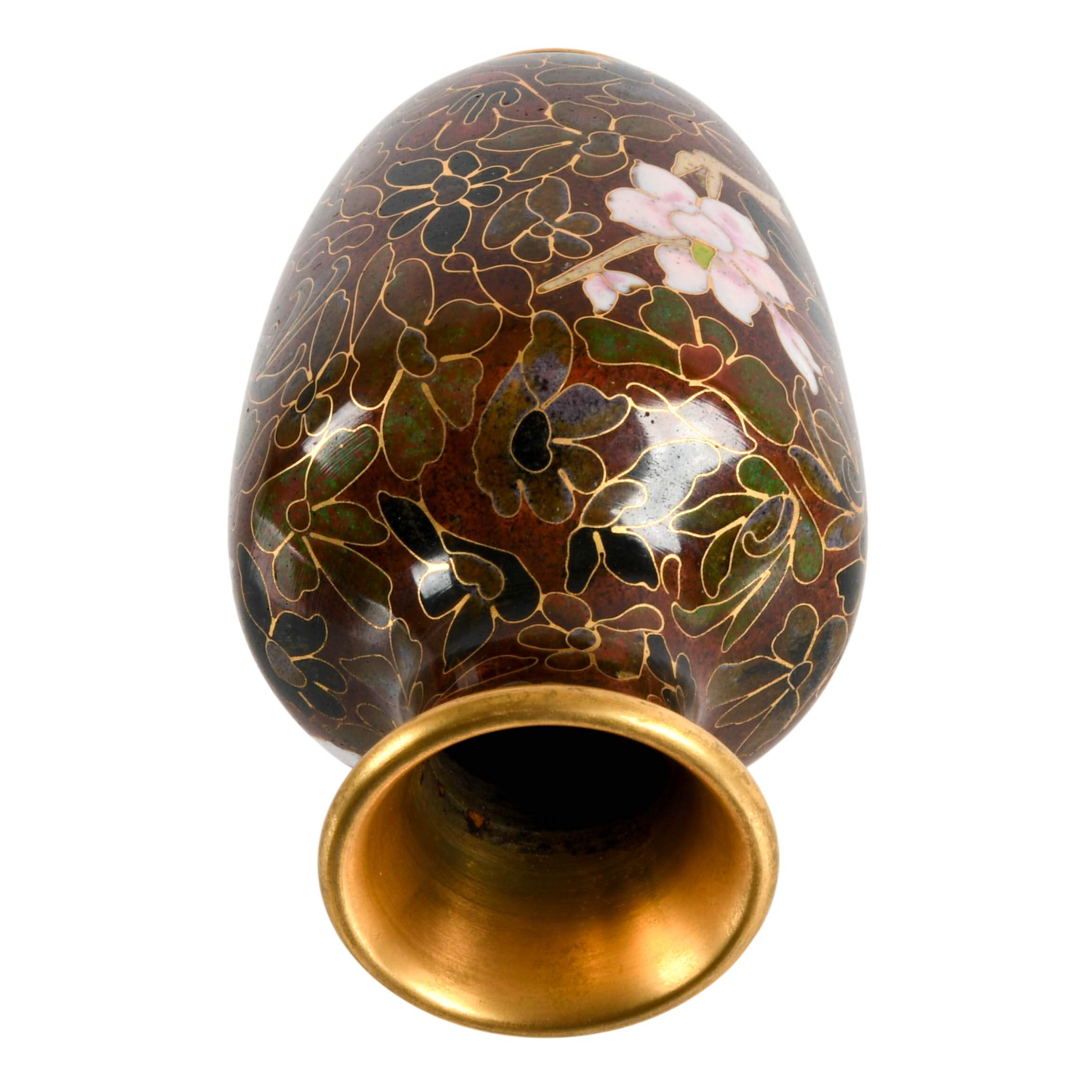 Chinese Cloisonné Floral Blessings Enamel Vase-6