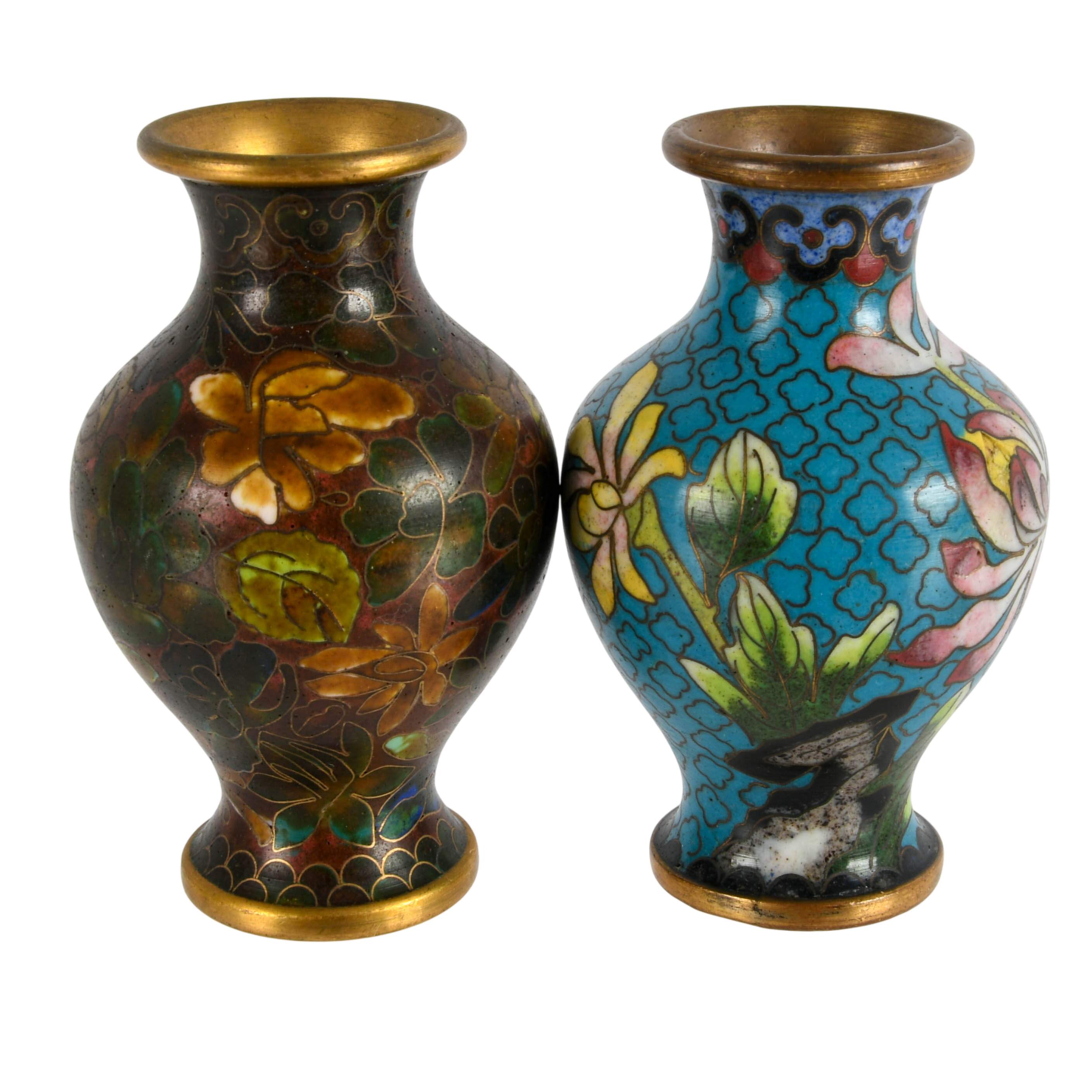 Grouping of Four Cloisonné Miniature Bud Vases-3