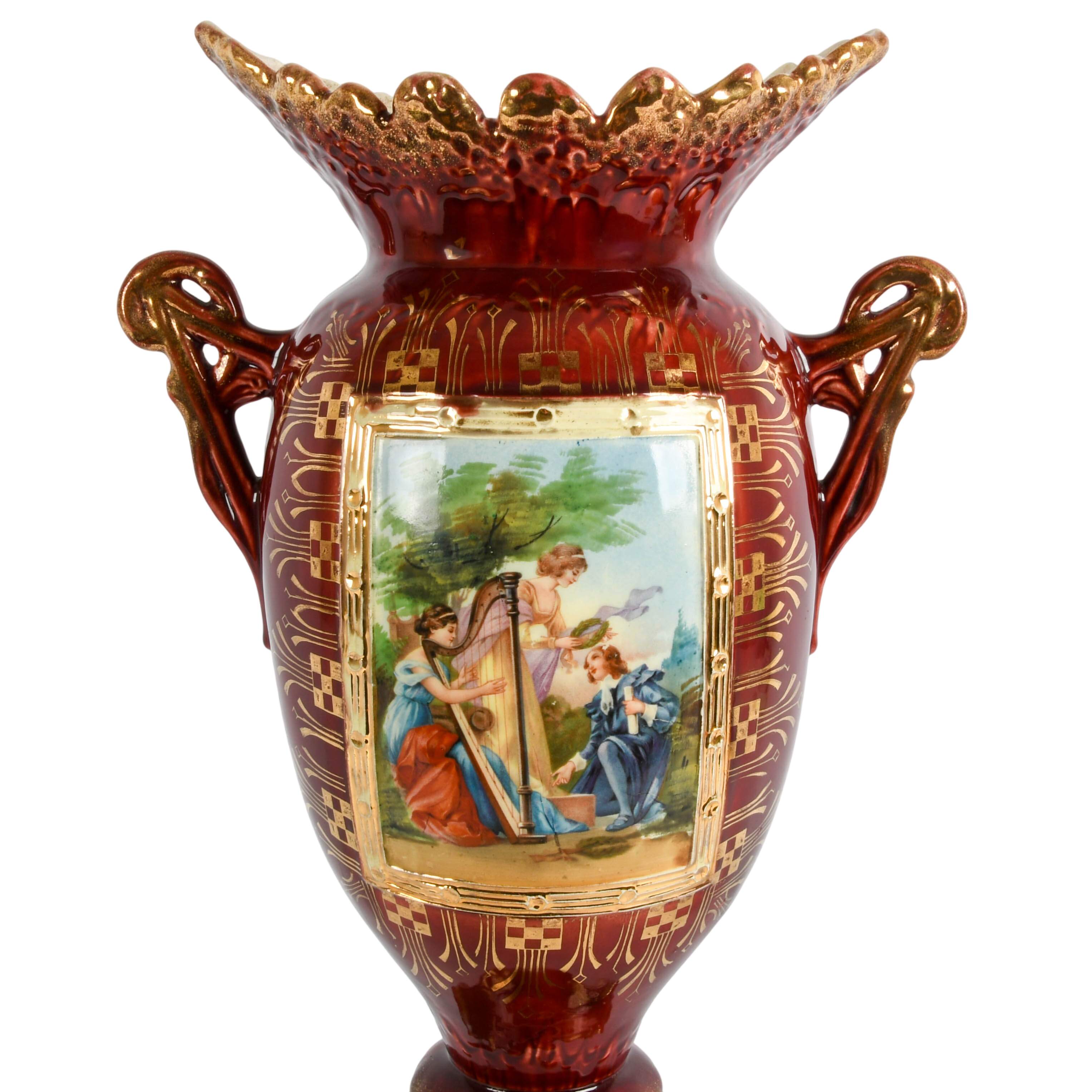 Pair of JS Austria Classical Music Scene Cabinet Vases-2
