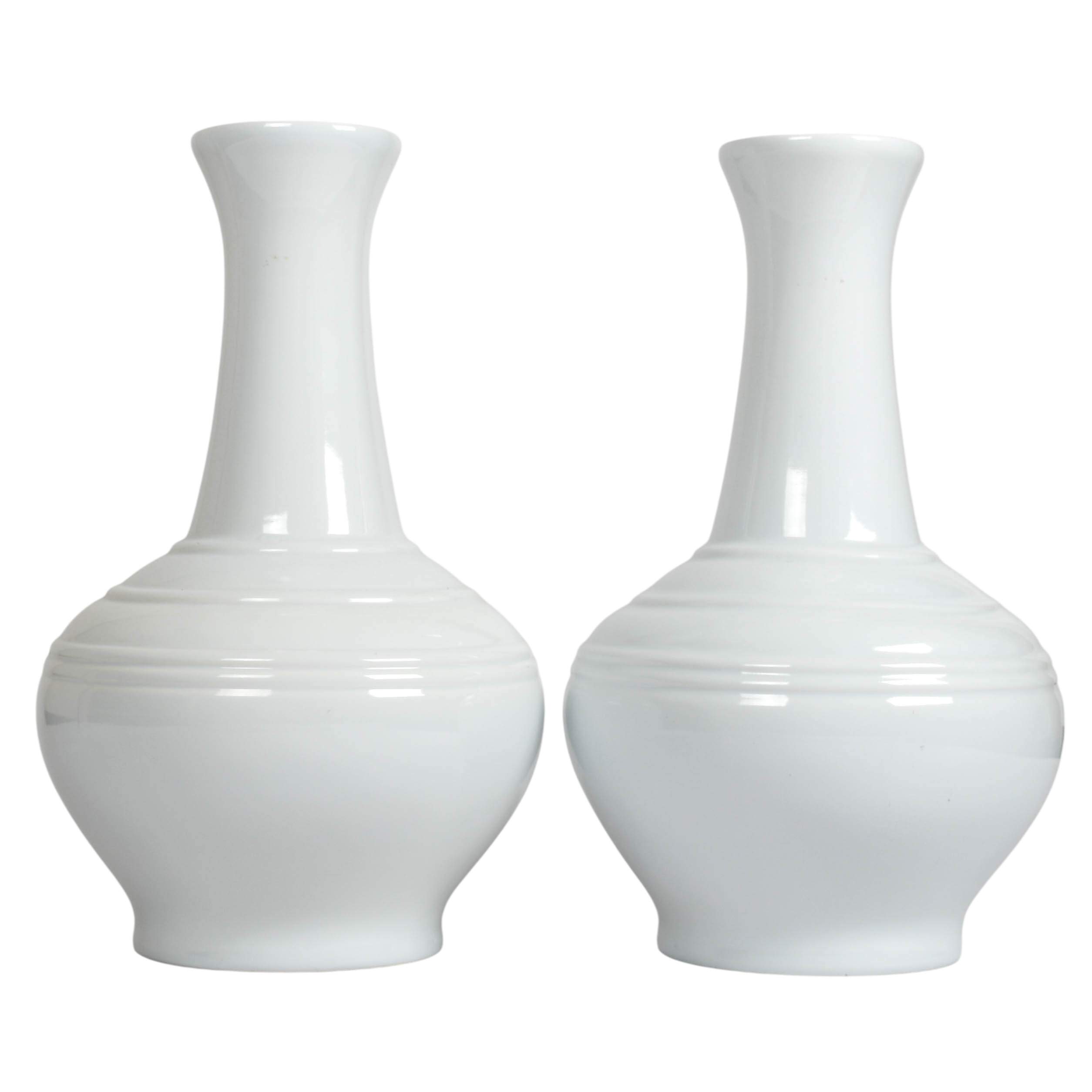 Pair of Large Blanc De Chine Chinese Vases-3