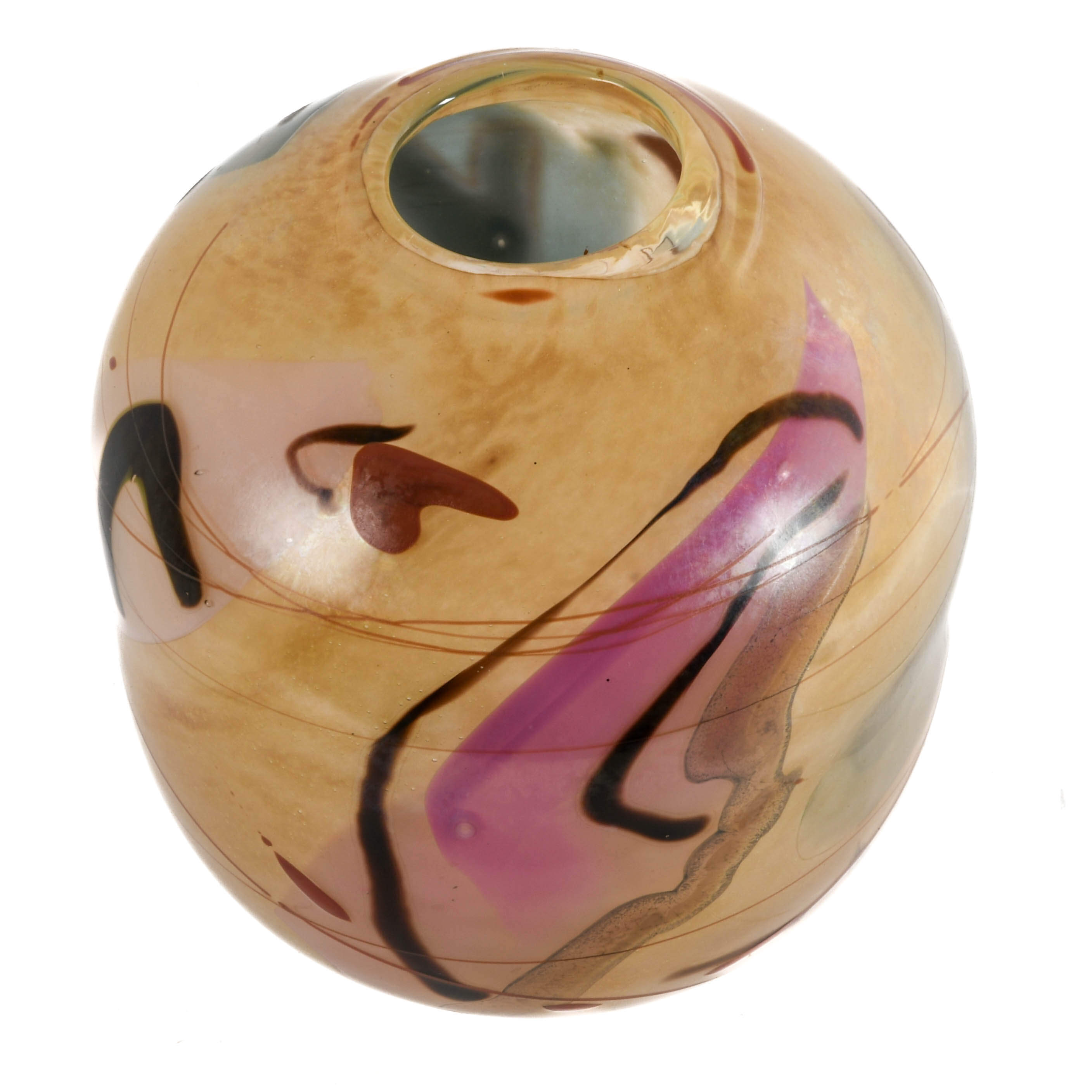 Barrel-Shaped Autumnal Art Glass Vase-2