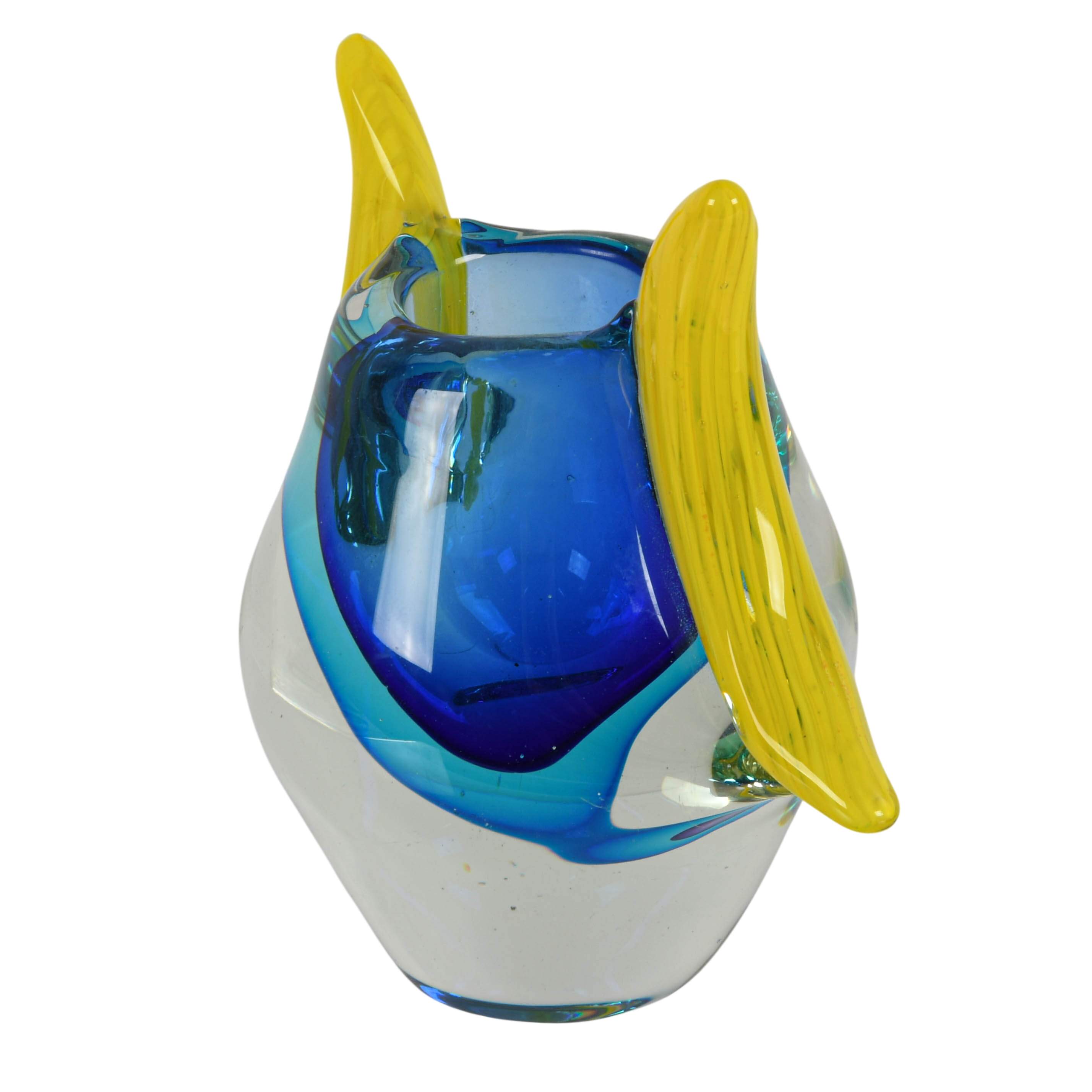Double Crescent Moon Handled Murano Glass Vase-3