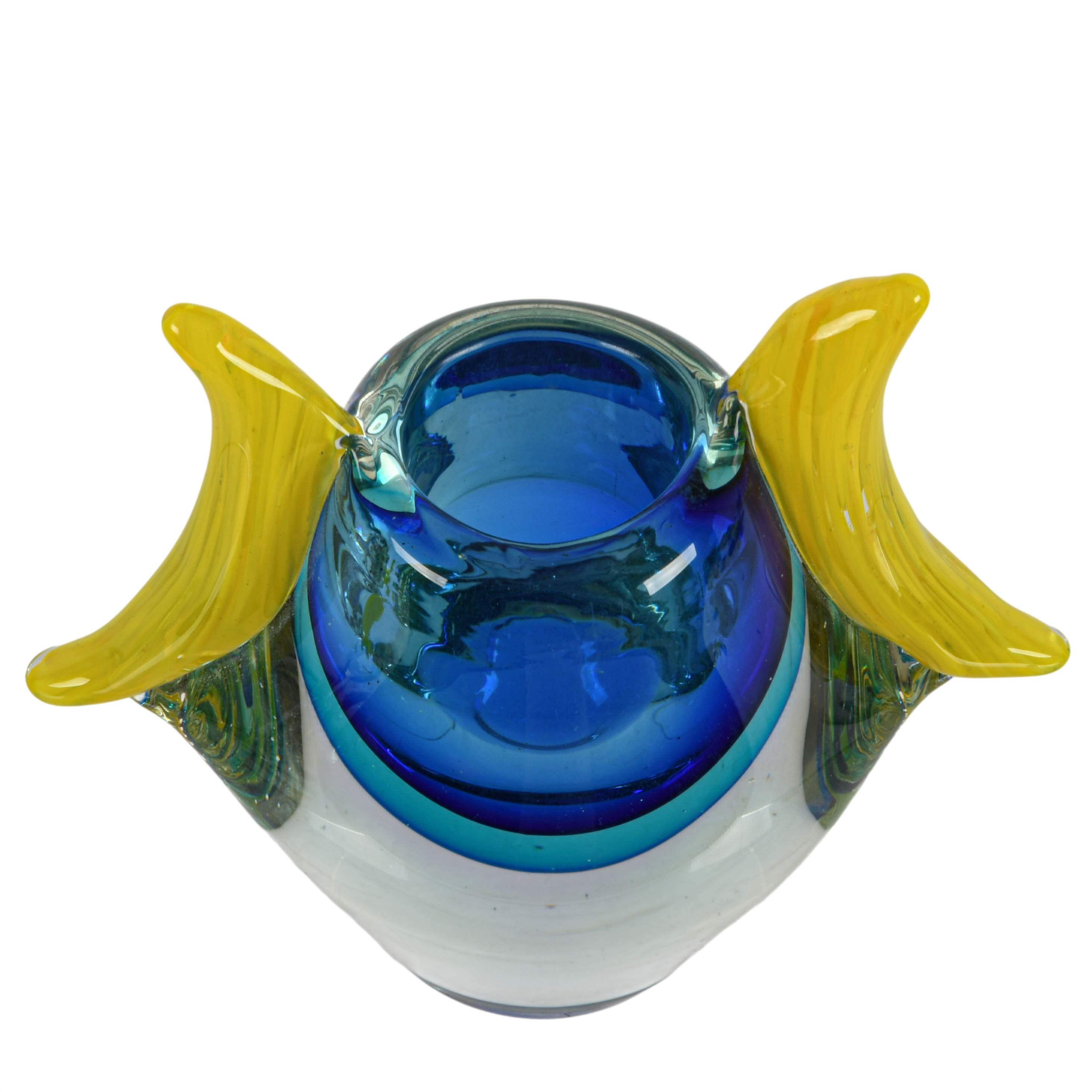 Double Crescent Moon Handled Murano Glass Vase-2